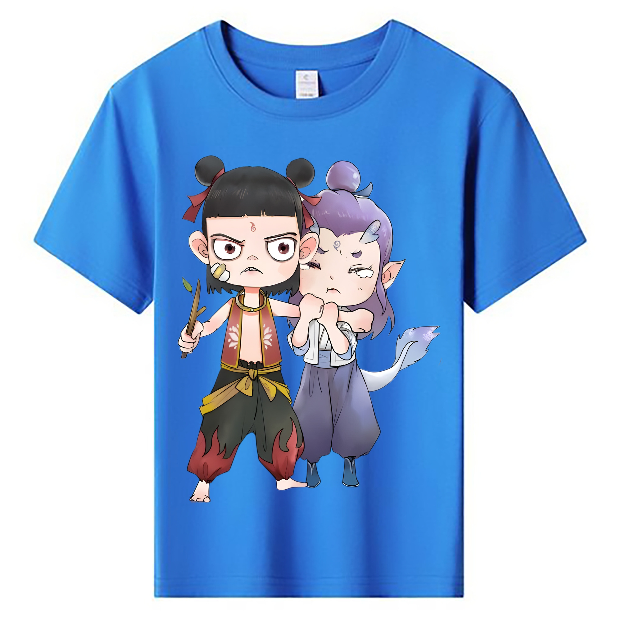 （画像用） Ne Zha 2 ナタ 魔童の大暴れ 綿100％キッズTシャツ（フロントプリント）